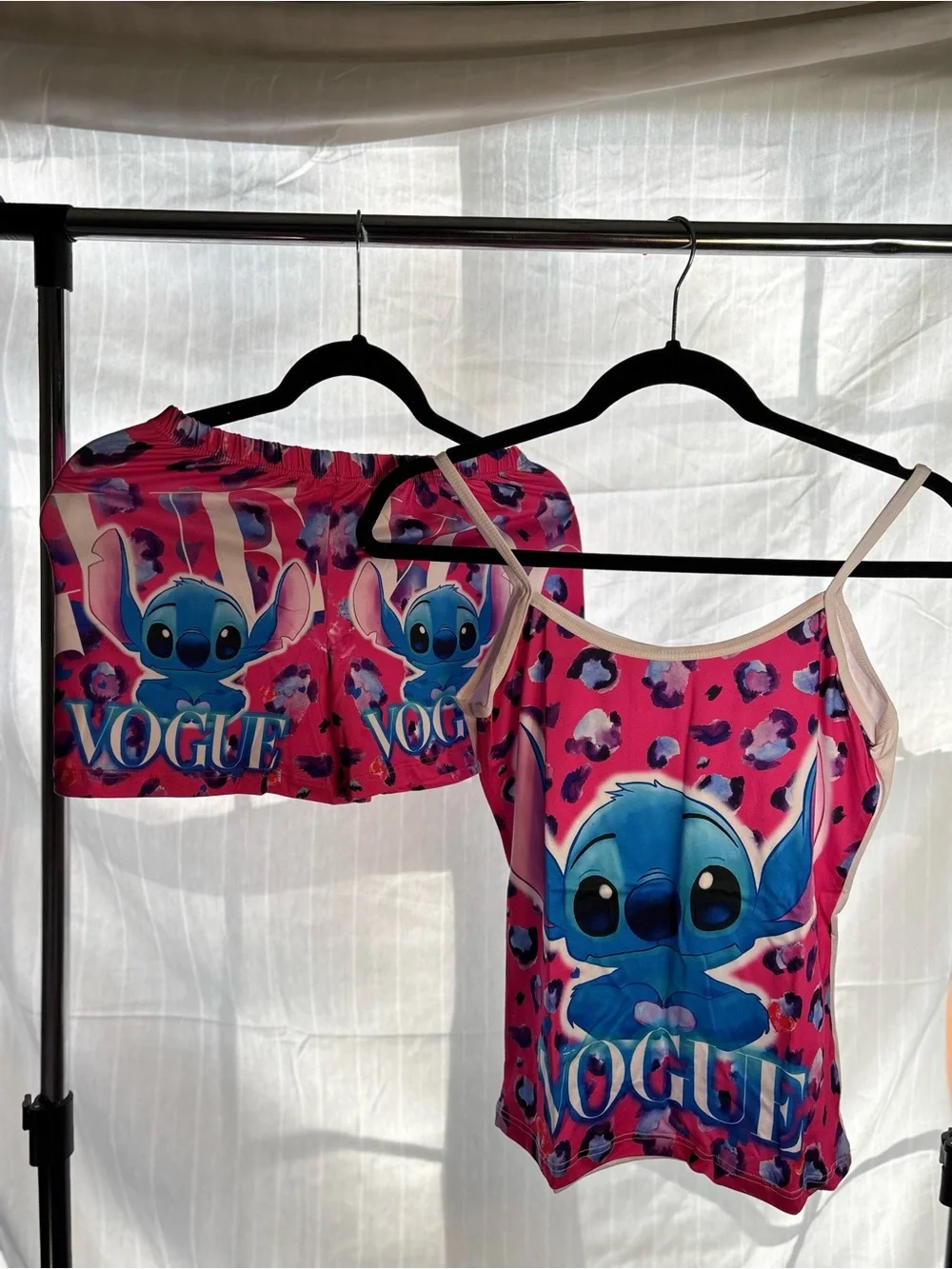 Stitch Graphic Pink Tank & Shorts Set - 